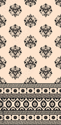 Ethnic Pattern. Ethnic India seamless pattern design oriental style. Damask India Motif.
