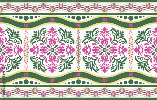 Ethnic Pattern. Ethnic India seamless pattern design oriental style. Damask India Motif.
