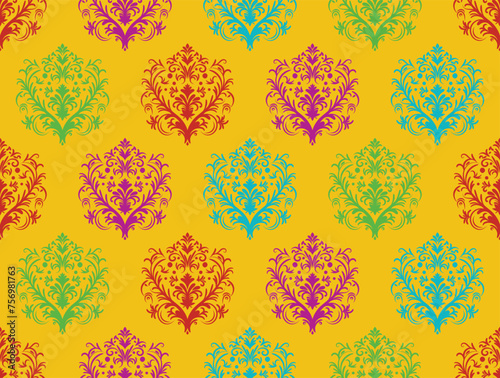 Ethnic Pattern. Ethnic India seamless pattern design oriental style. Damask India Motif.