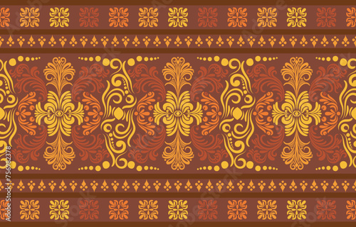 Ethnic Pattern. Ethnic India seamless pattern design oriental style. Damask India Motif.