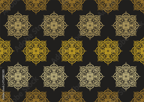 Ethnic Pattern. Ethnic India seamless pattern design oriental style. Damask India Motif.