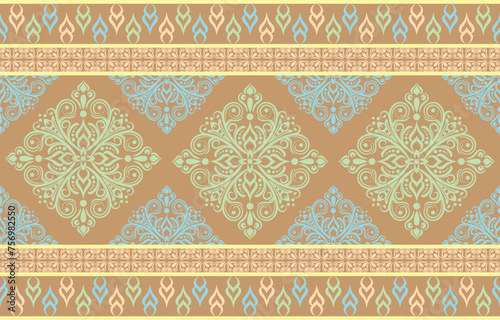 Ethnic Pattern. Ethnic India seamless pattern design oriental style. Damask India Motif.