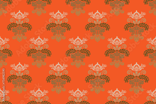 Ethnic Pattern. Ethnic India seamless pattern design oriental style. Damask India Motif.
