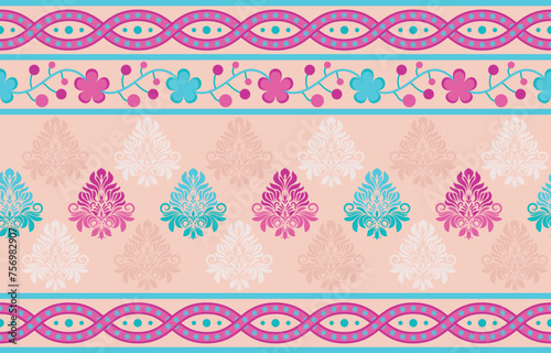 Ethnic Pattern. Ethnic India seamless pattern design oriental style. Damask India Motif.