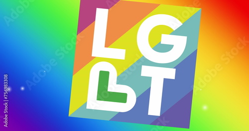 Image of lgbt text and rainbow square