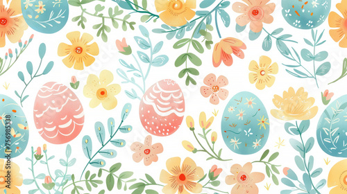 Pastel Easter and floral arrangements, a doodle pattern that breathes life into Easter celebrations