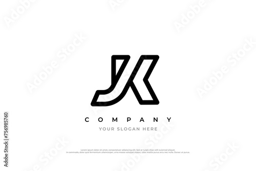 Initial Letter JK or KJ Logo Design photo