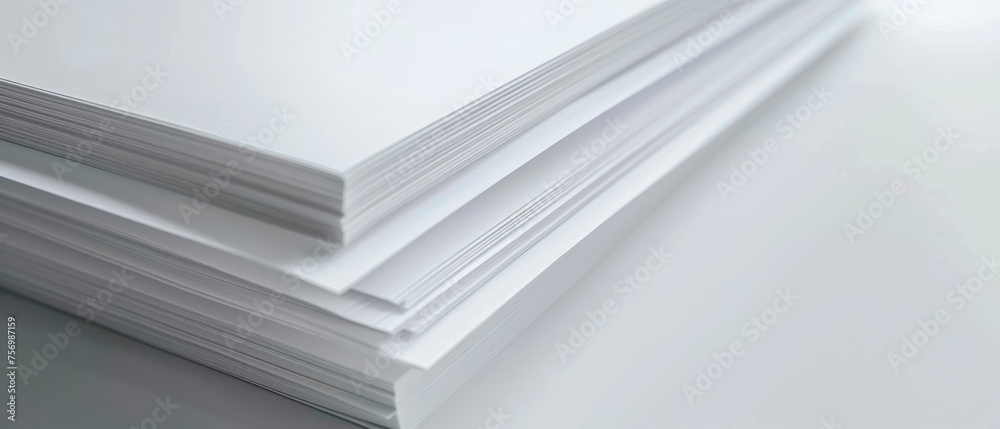 Arranged paper sheets on white surface Arranged paper sheets on white surface