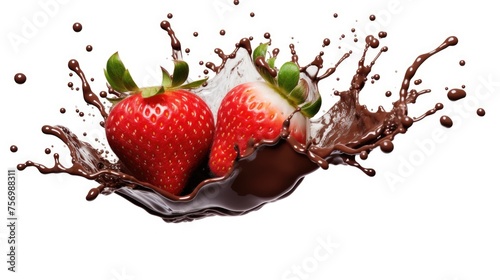 Strawberry and chocolate milkshake with splash of chocolate