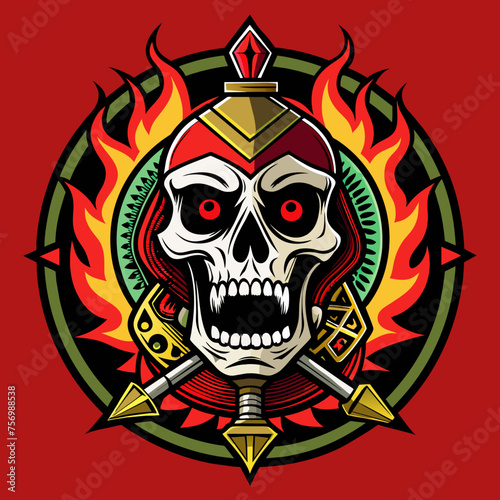 Fototapeta Naklejka Na Ścianę i Meble -  Hookah Horror Logo in the Mexican style 