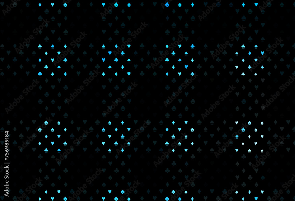 Dark blue vector cover with symbols of gamble. - obrazy, fototapety, plakaty 