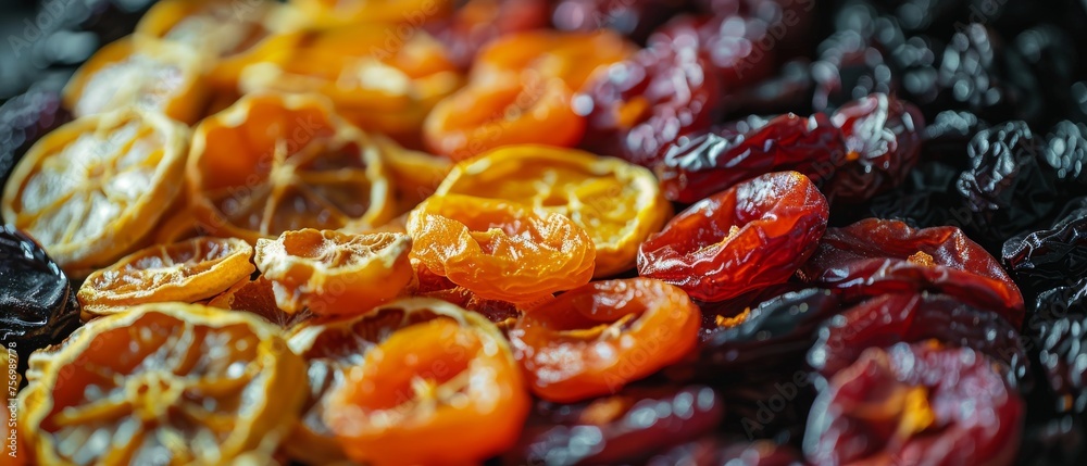 Close up of dehydrated fruits Close up of dehydrated fruits