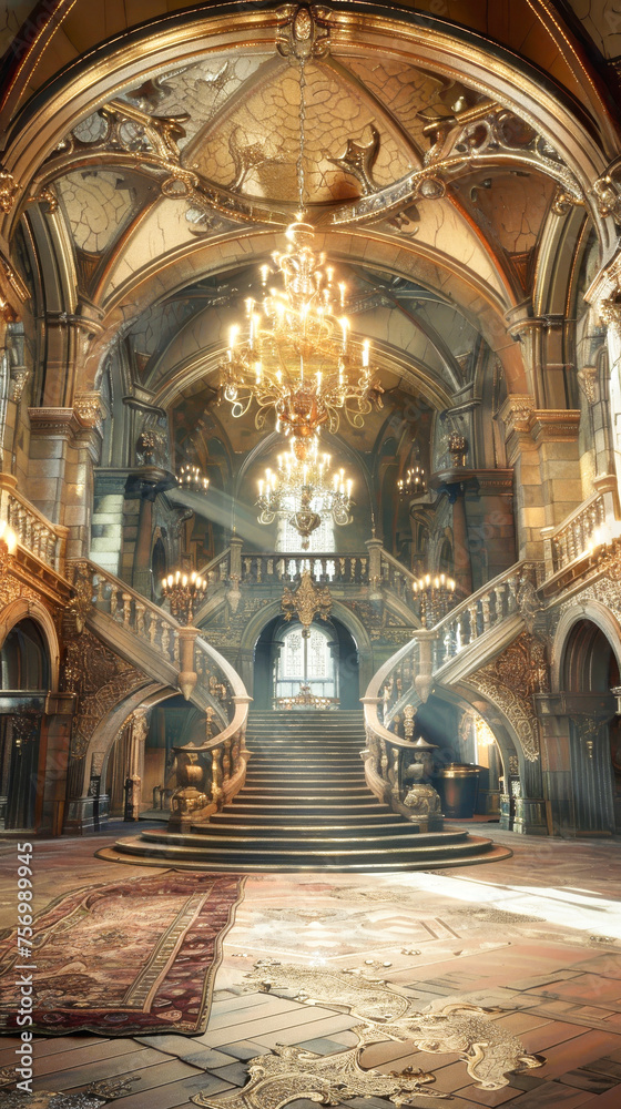 Interior of a generic magnificent old gothic castle
