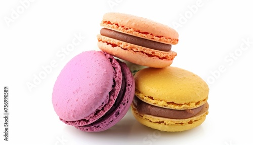 Colorful macaron isolated on white background with clipping path