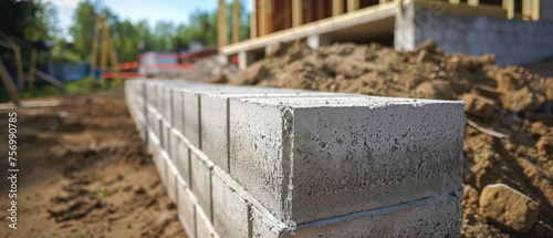 Constructing a wall with cement blocks for a home