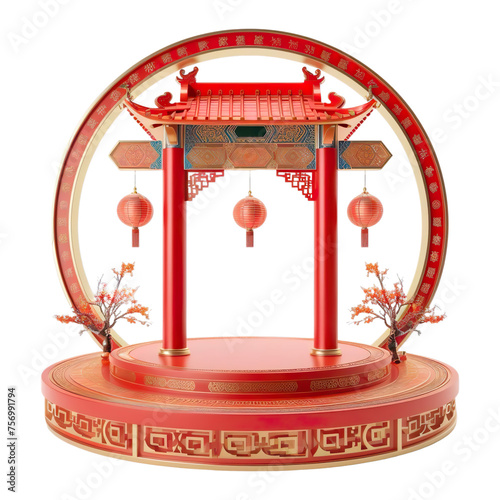 A circle stage Chinese New Year Spectacular themed Isolated on transparent background. photo