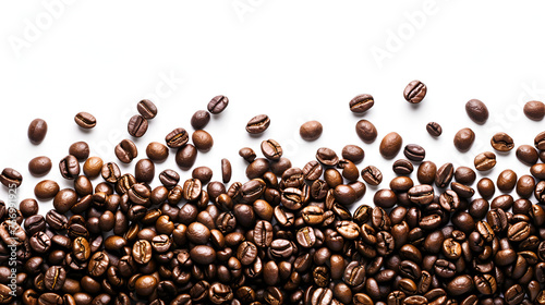 Coffee Beans Isolated on White Background with Copy Space for Text or Design Element  Fresh Roasted Arabica Coffee Concept  Generative AI  