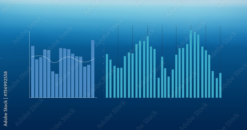 Image of diverse graphs on blue background Image of diverse graphs on blue background