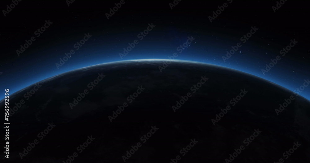 A serene view of Earth's horizon from space, with copy space