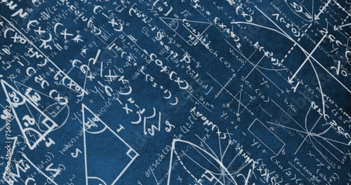 Image of hand written mathematical formulae and drawings