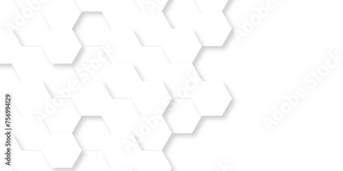 Vector White Hexagonal Background. Luxury transparent Pattern. 3D Futuristic abstract honeycomb mosaic white background. geometric mesh cell texture. modern futuristic wallpaper.