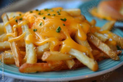 fries with melted cheddar cheese