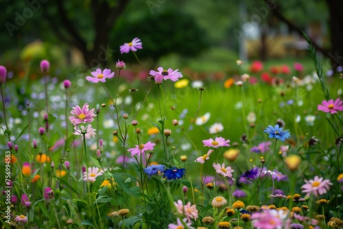 Garden background with flowers