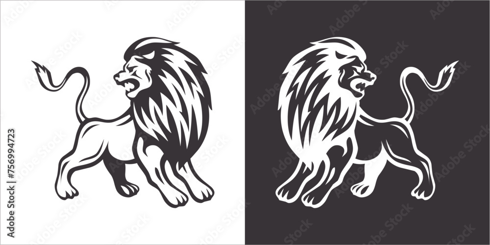Naklejka premium Illustration vector graphics of lion icon