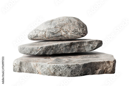 Flat realistic stone rock podium with a rugged texture, suitable for showcasing products with a natural and robust theme, cut out transparent background