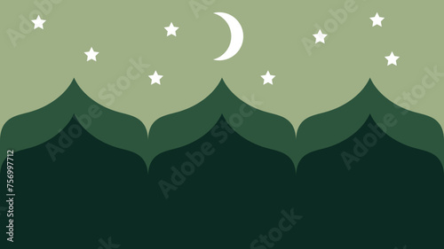 Canvas Print Ramadhan Kareem Background with mosque, cresent moon, and stars