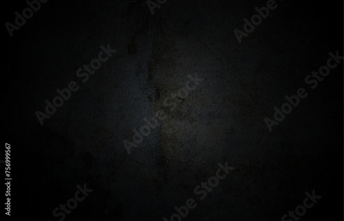 Fototapeta Naklejka Na Ścianę i Meble -  Elegant black background vector illustration with vintage distressed grunge texture and dark gray charcoal color paint. Dark grunge wall.