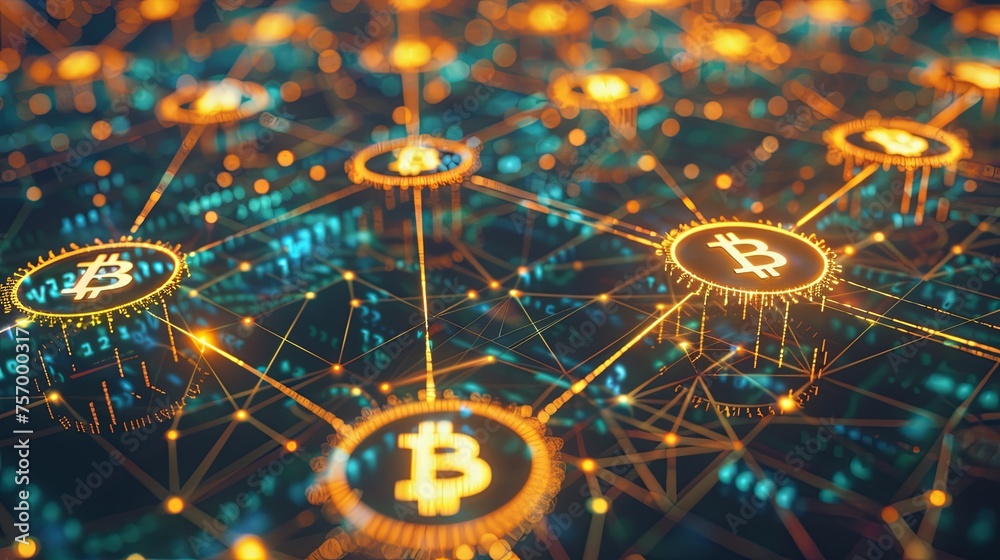 Bitcoin Connectivity and Blockchain Network Concept An intricate visualization of the Bitcoin network, showcasing the complex connections within the blockchain infrastructure.
Bitcoin Connectivity and Blockchain Network Concept An intricate visualization of the Bitcoin network, showcasing the complex connections within the blockchain infrastructure.