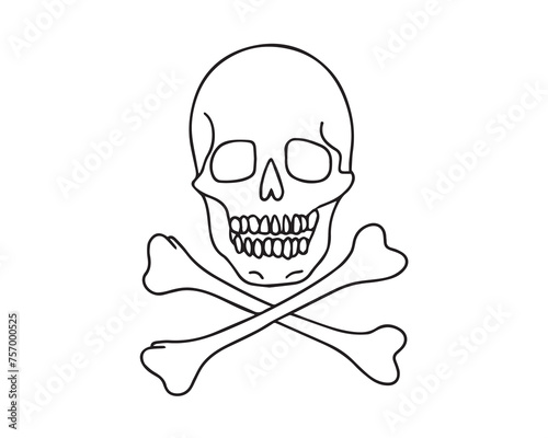 Crossbones/death skull, danger or poisonous flat vector icon for apps and websites. Thin vector icons set for infographics, logo, app development and website design. Vector