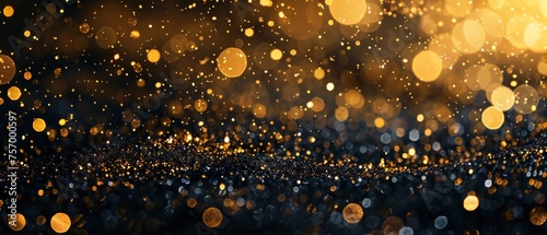 Shiny gold and black sparkles background for celebrations with copy space