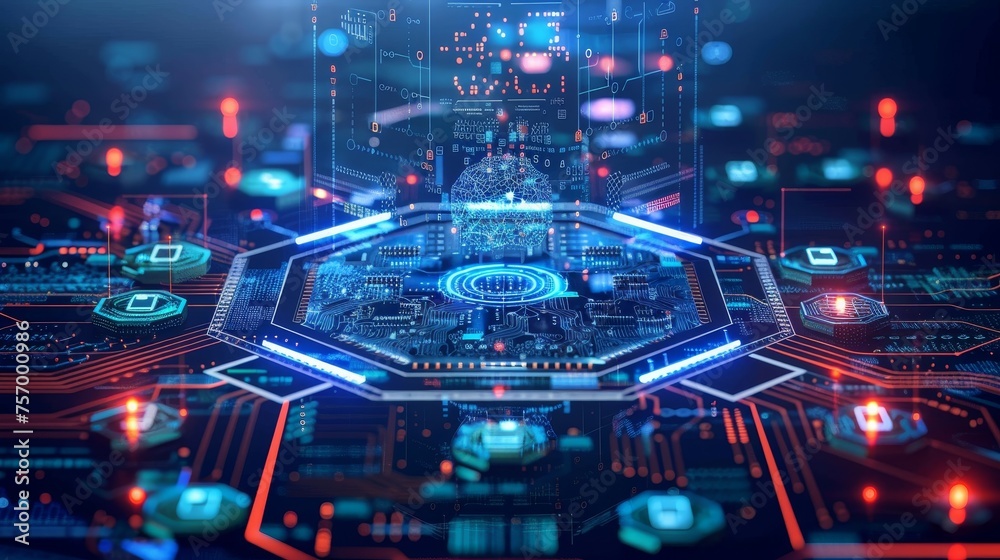 Obraz premium An AI-driven cybersecurity platform automatically detecting and mitigating network security threats