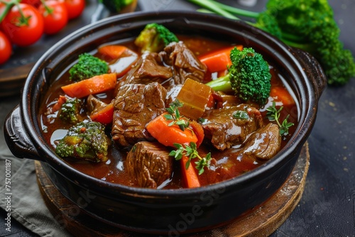 steak with vegetables in sauce