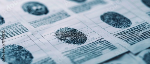 Top view of fingerprint record sheets for criminal investigation