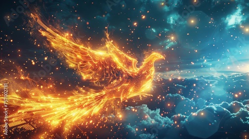 A magnificent phoenix ablaz...