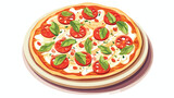 Fresh round pizza with tomato cheese olive pepper 