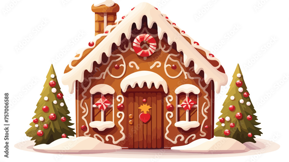 Gingerbread house isolated on white background. 