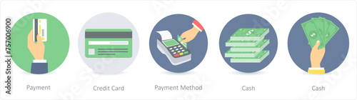 A set of 5 Shopping icons as payment, credit card, payment method