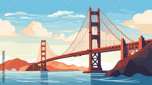 Golden gate bridge city San Francisco. Illustration photo