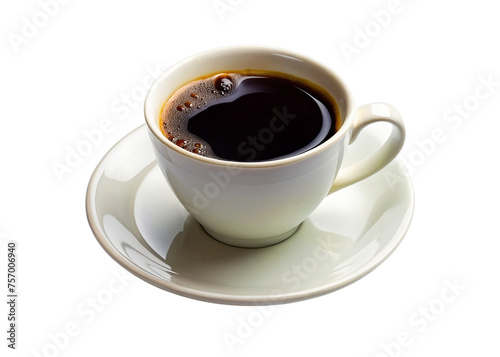 Cup of black coffee isolated on transparent background.