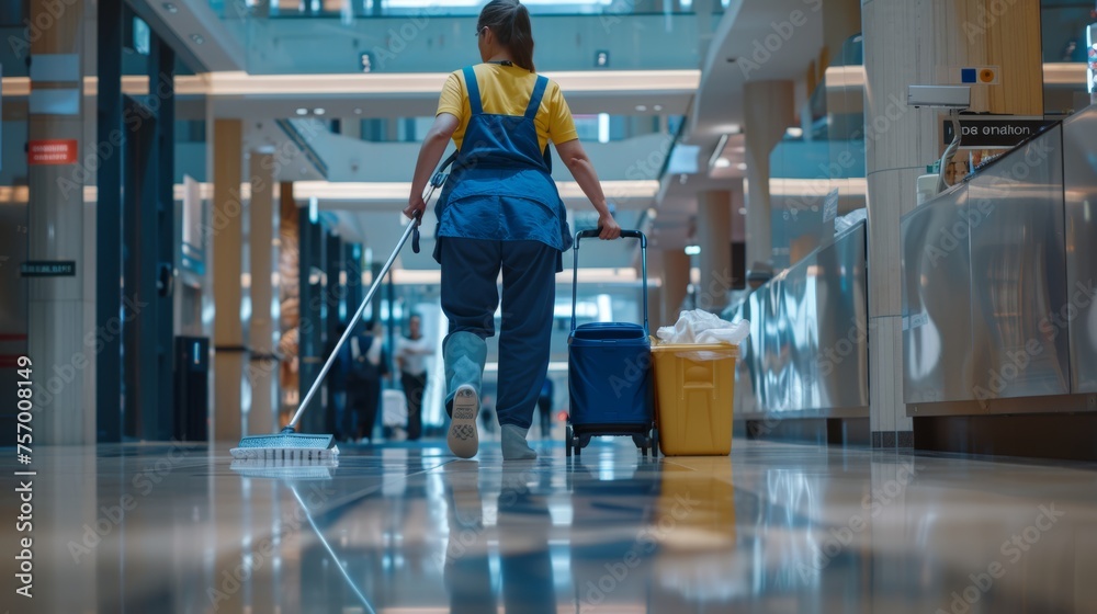 Obraz premium Cleaning staff is cleaning