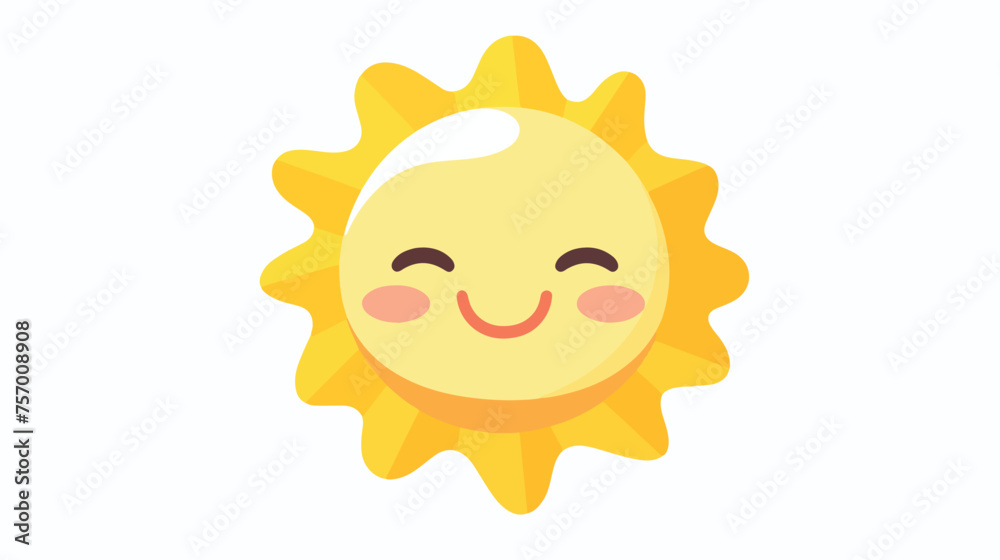 Kawaii sun icon flat vector isolated on white background