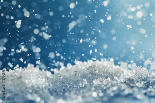 Sprinkled salt on blue background photo