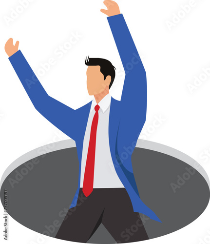 Trapped, Hole, Falling, Trapped, Loneliness, Businessman