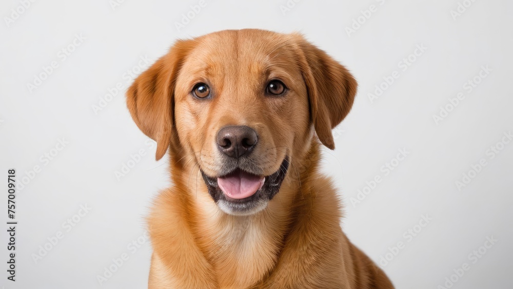 Portrait of Fox red labrador retriever dog on grey background Portrait of Fox red labrador retriever dog on grey background