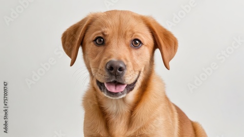 Portrait of Fox red labrador retriever dog on grey background