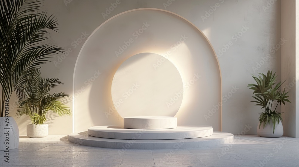 Fototapeta premium A minimalist podium with a focus on aesthetic appeal